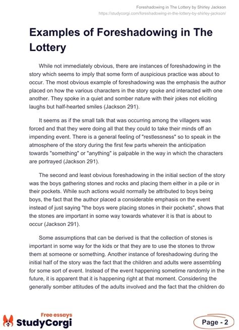 Examples Of Foreshadowing In The Lottery .
